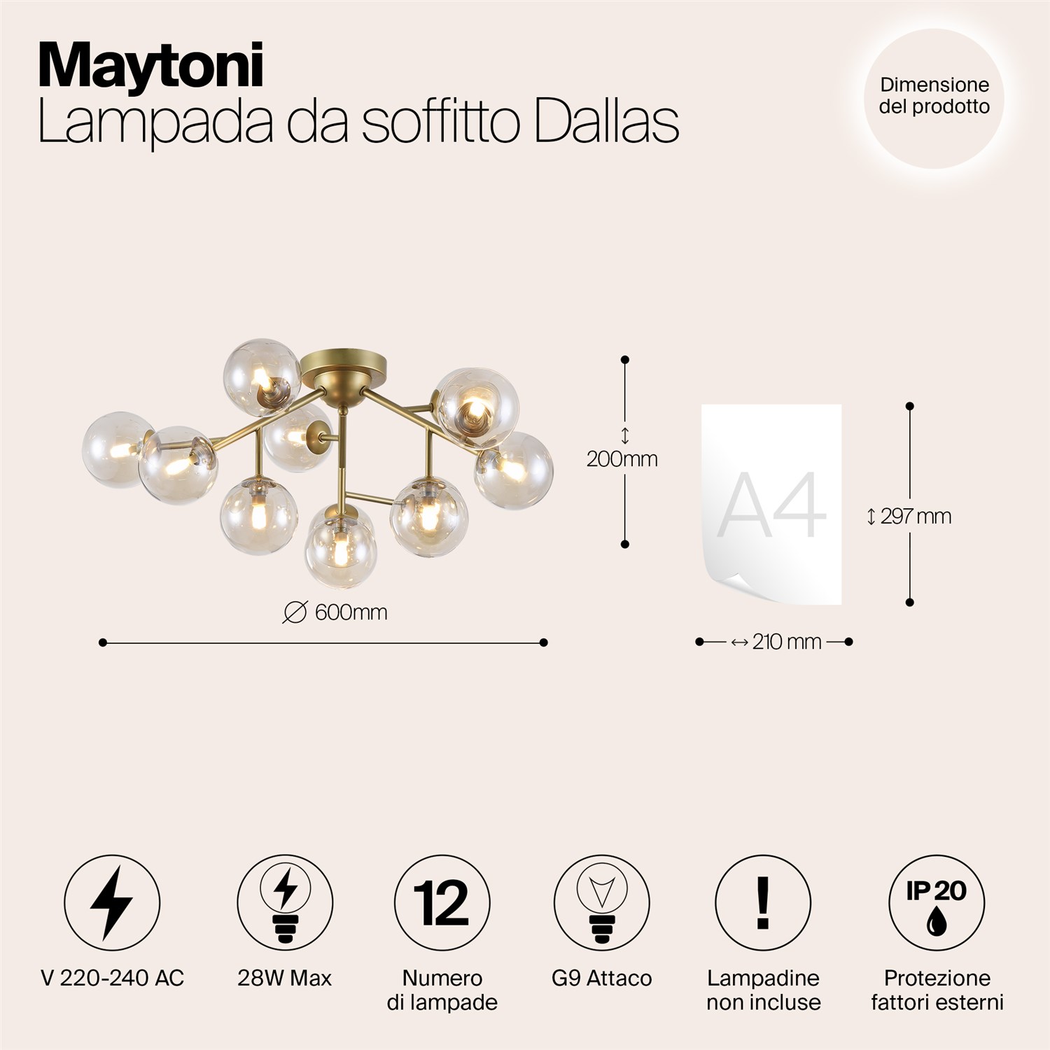 Maytoni Modern Dallas Потолочный светильник цвет: золото MOD545PL-12G