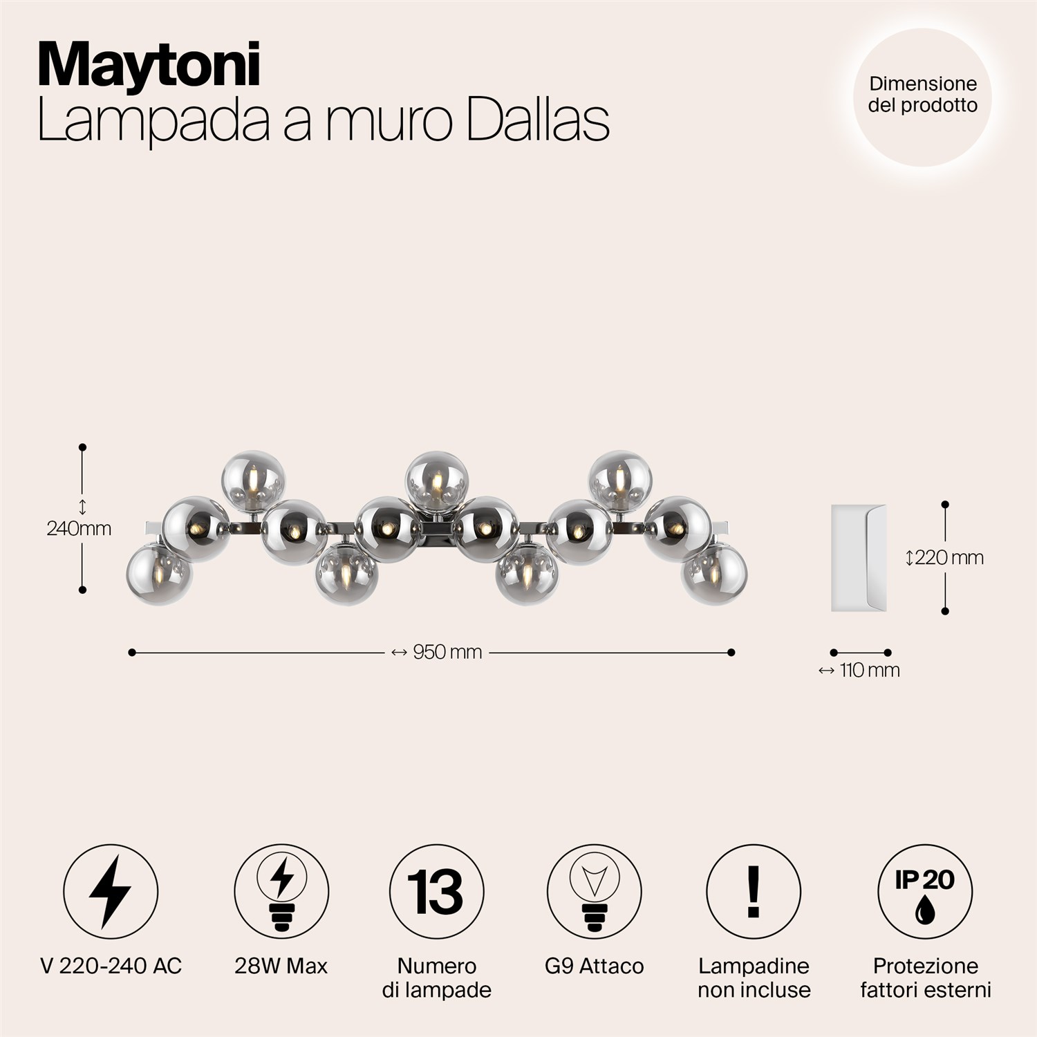 Maytoni Modern Dallas Настенный светильник (бра) цвет: хром MOD547WL-13CH