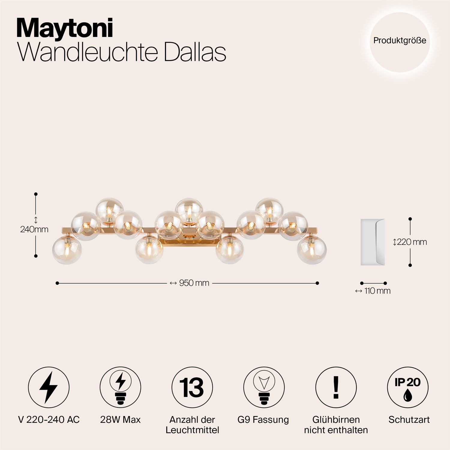 Maytoni Modern Dallas Настенный светильник (бра) цвет: золото MOD547WL-13G