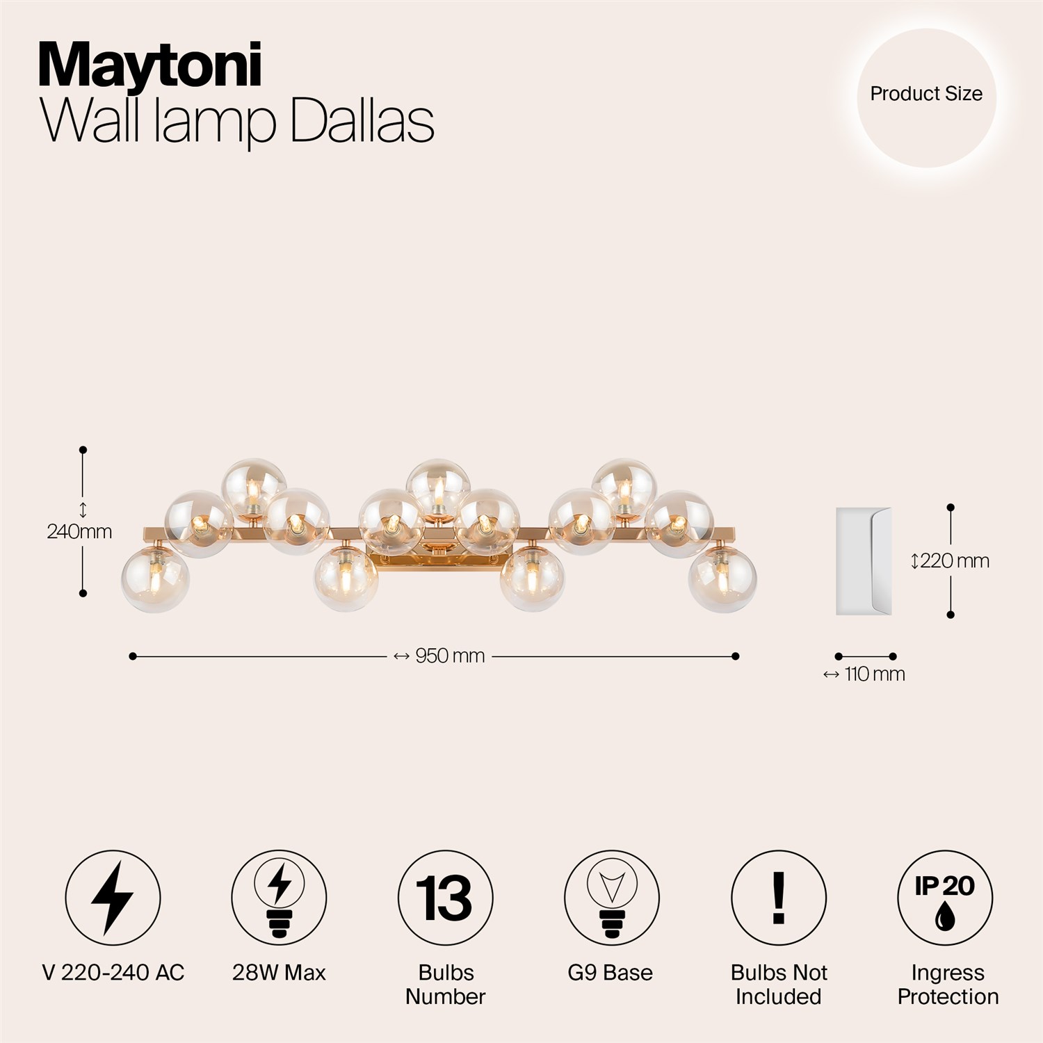 Maytoni Modern Dallas Настенный светильник (бра) цвет: золото MOD547WL-13G