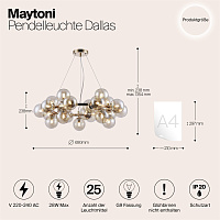 Maytoni Modern Dallas Подвесной светильник цвет: золото MOD548PL-25G