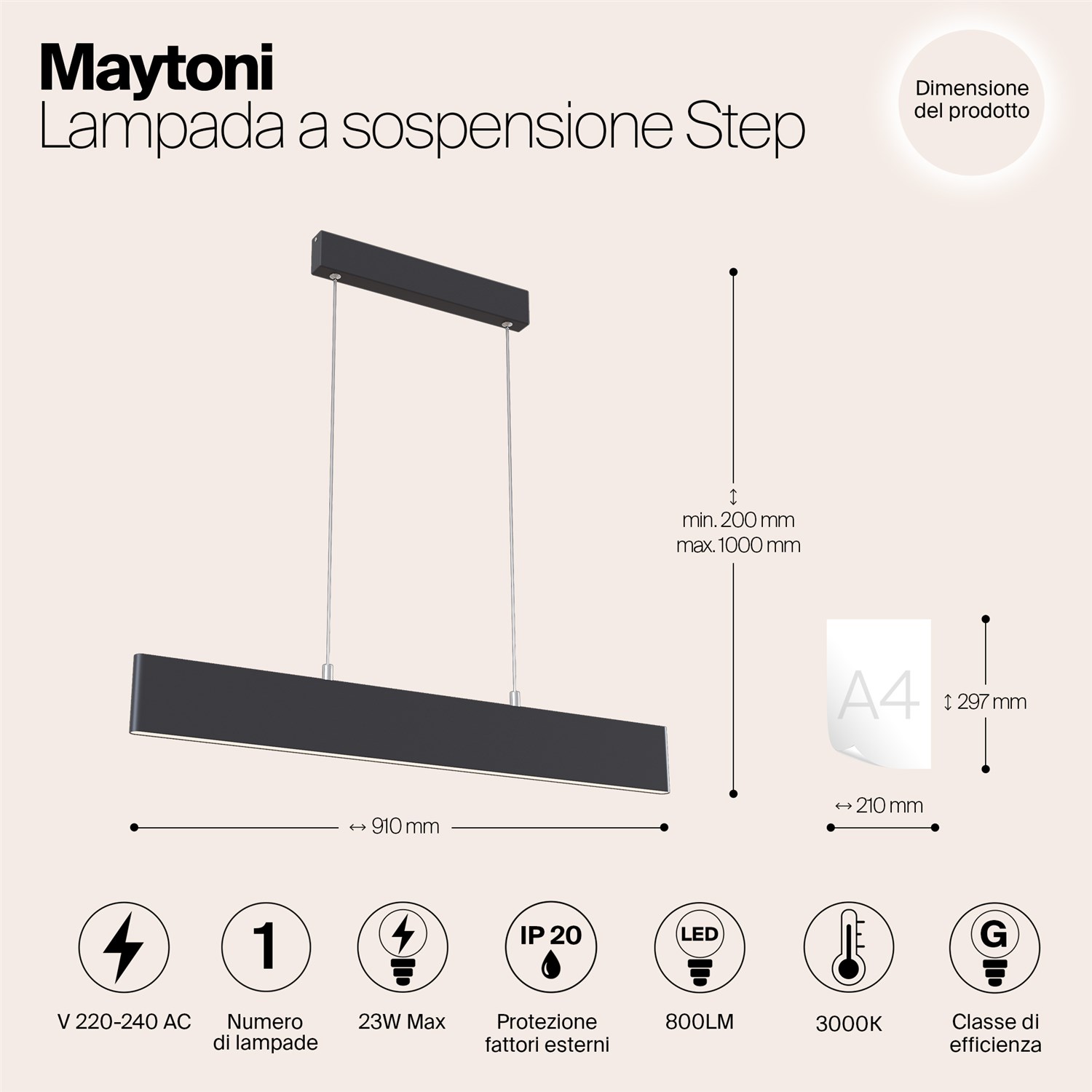 Maytoni Technical Step Подвесной светильник цвет: черный P010PL-L23B