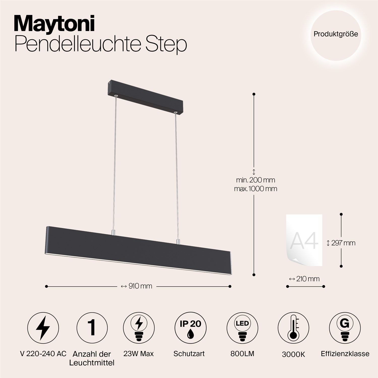 Maytoni Technical Step Подвесной светильник цвет: черный P010PL-L23B