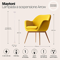 Maytoni Technical Arrow Подвесной светильник цвет: белый P064PL-01W