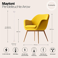 Maytoni Technical Arrow Подвесной светильник цвет: белый P064PL-01W