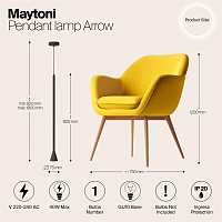 Maytoni Technical Arrow Подвесной светильник цвет: черный P064PL-01B