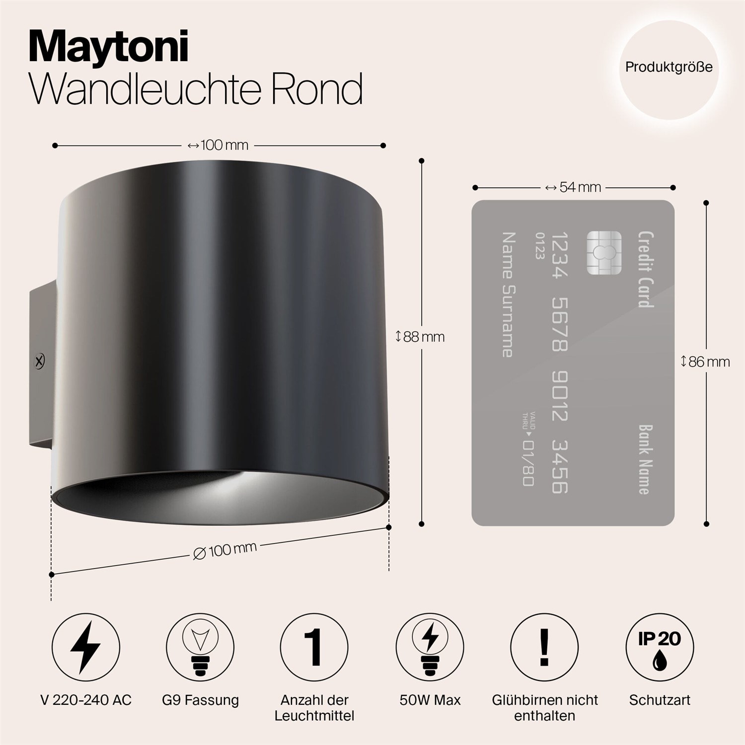 Maytoni Technical Rond Настенный светильник (бра) цвет: черный C066WL-01B