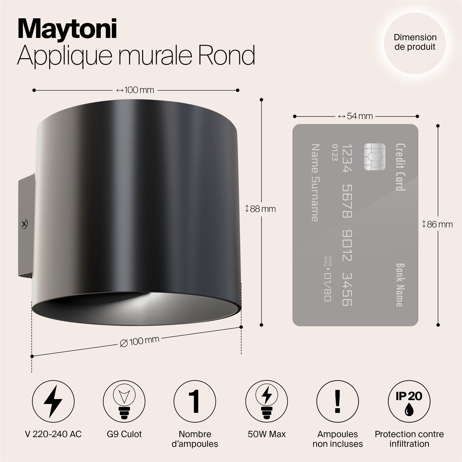 Maytoni Technical Rond Настенный светильник (бра) цвет: черный C066WL-01B