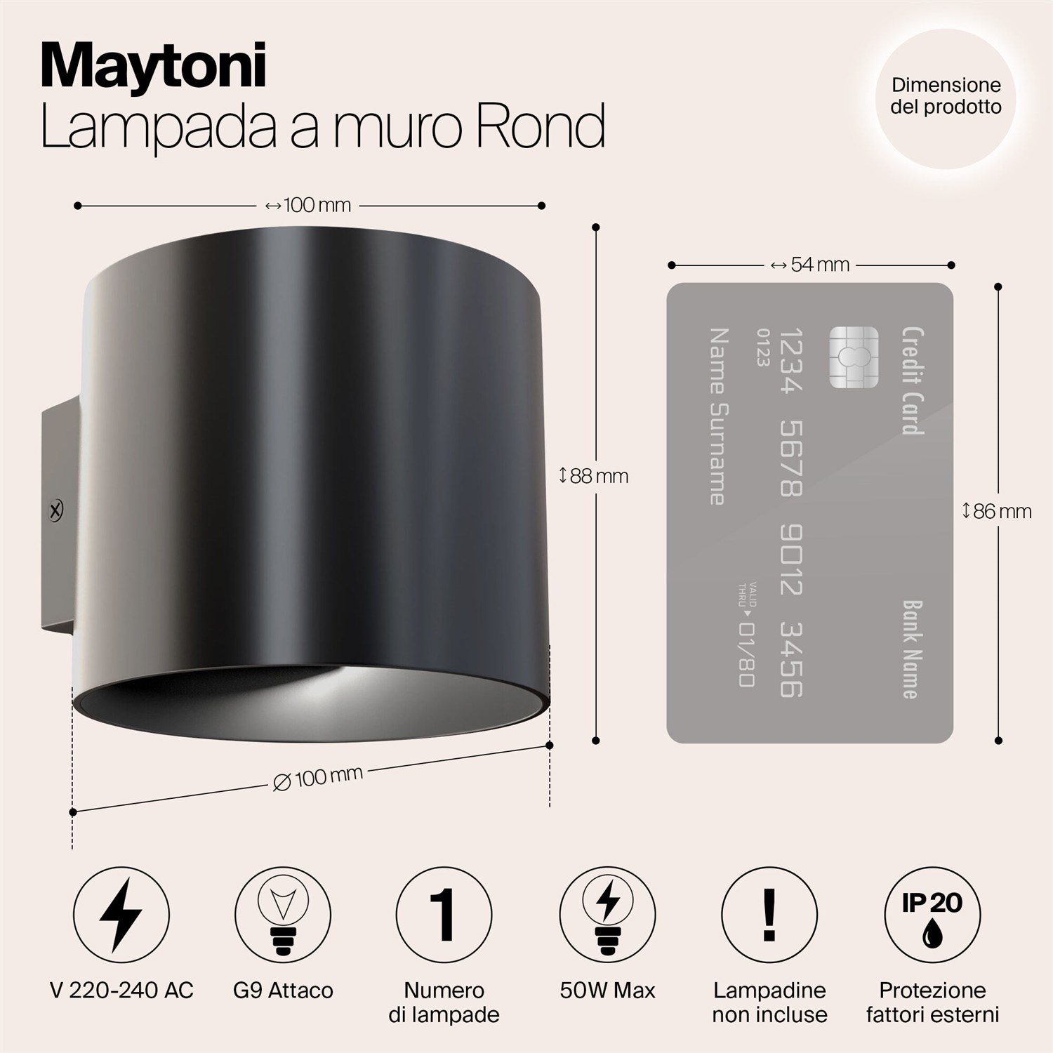 Maytoni Technical Rond Настенный светильник (бра) цвет: черный C066WL-01B