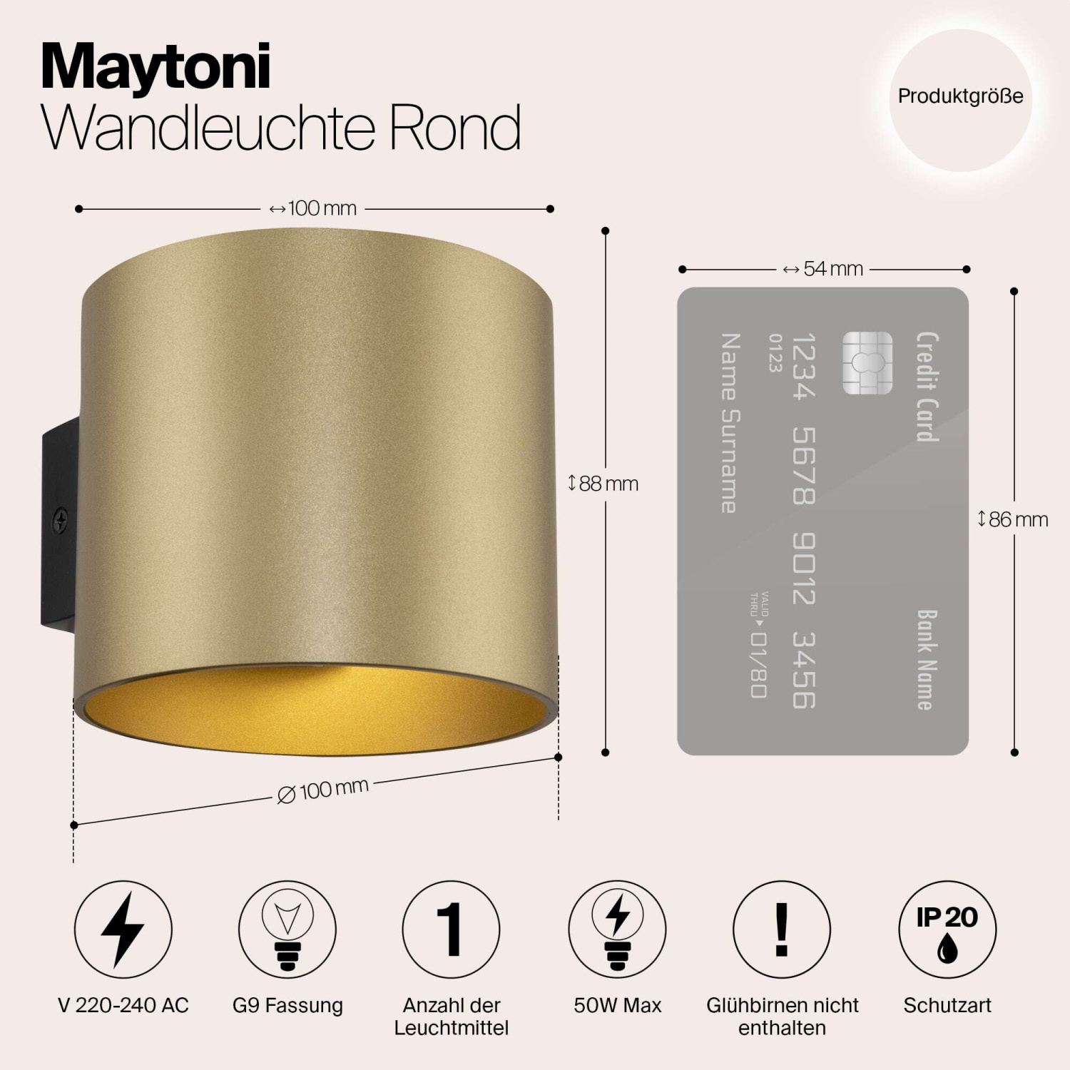 Maytoni Technical Rond Настенный светильник (бра) цвет: матовое золото C066WL-01MG