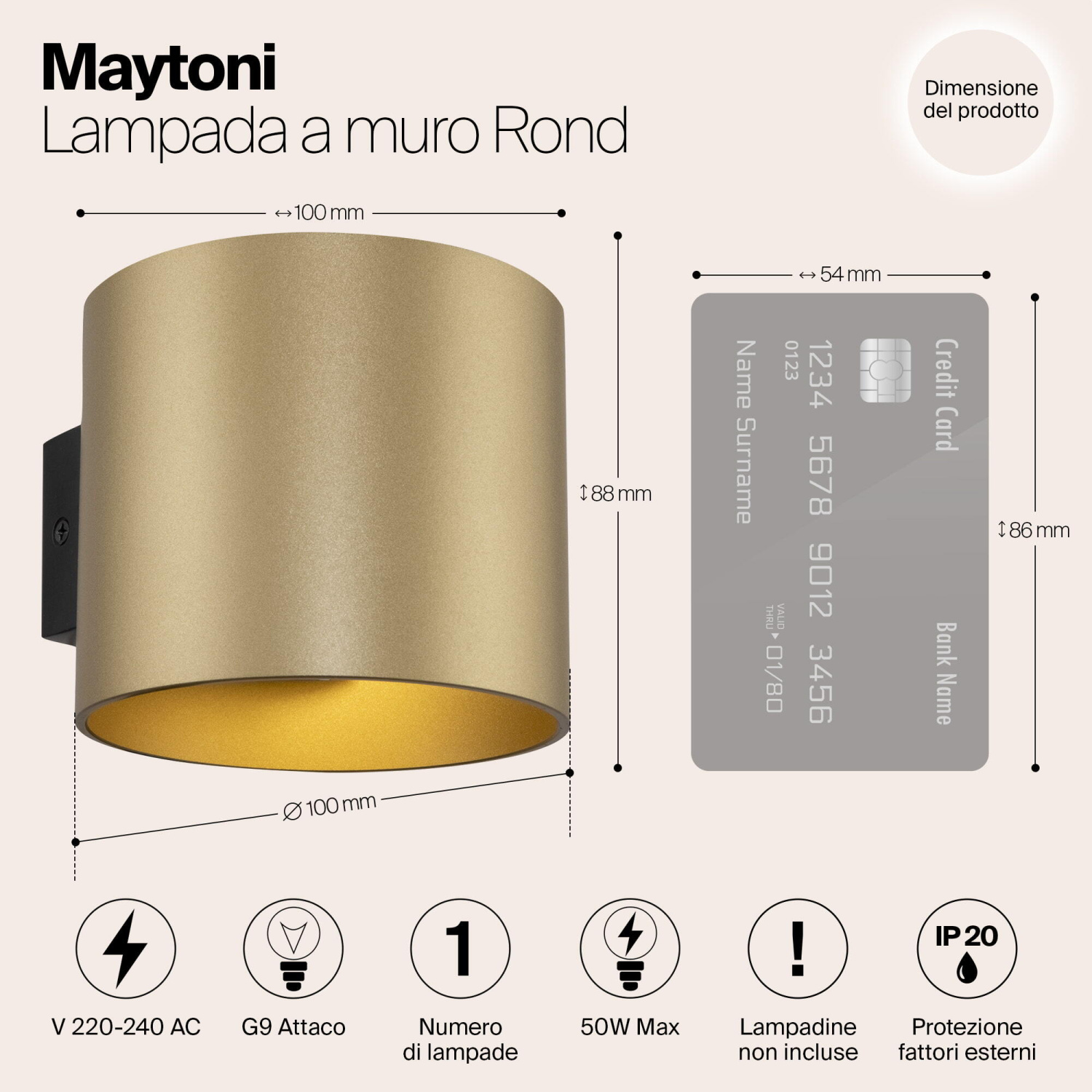 Maytoni Technical Rond Настенный светильник (бра) цвет: матовое золото C066WL-01MG