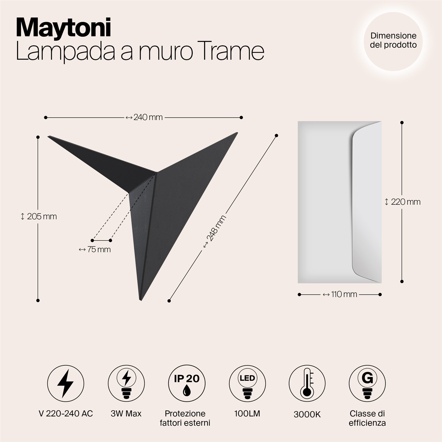 Maytoni Technical Trame Настенный светильник (бра) цвет: черный C808WL-L3B