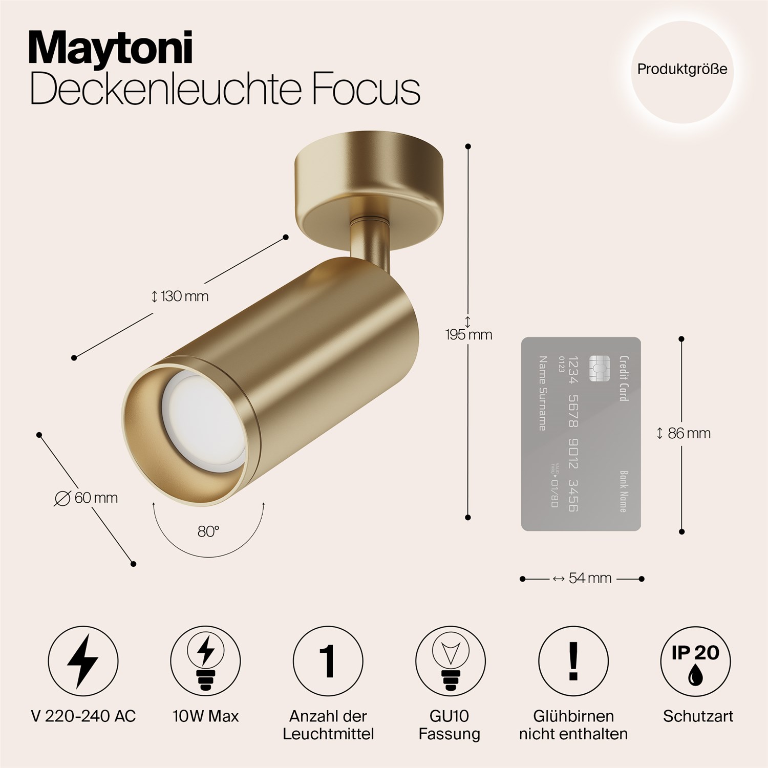 Maytoni Technical Focus Потолочный светильник цвет: матовое золото C017CW-01MG