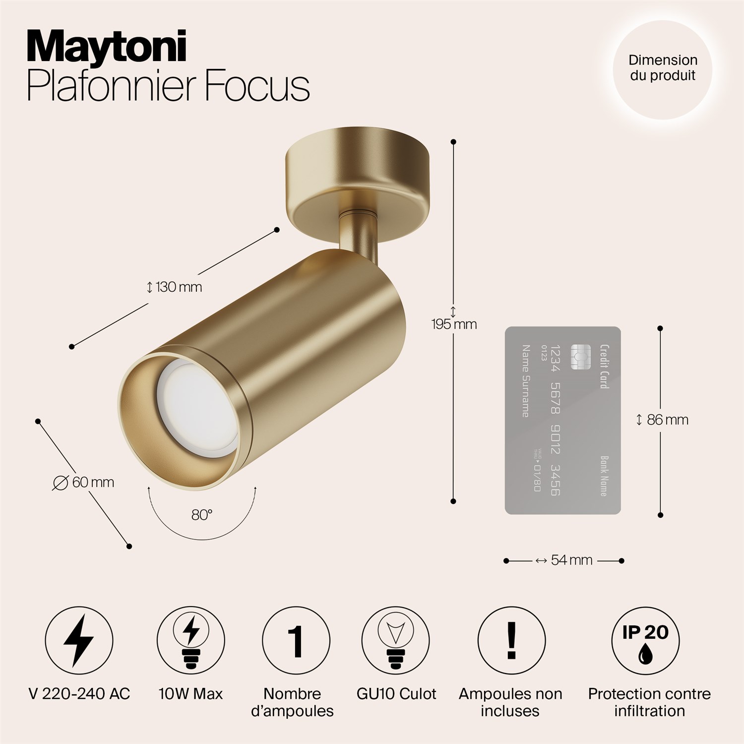 Maytoni Technical Focus Потолочный светильник цвет: матовое золото C017CW-01MG