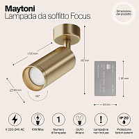 Maytoni Technical Focus Потолочный светильник цвет: матовое золото C017CW-01MG