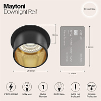 Maytoni Technical Reif Встраиваемый светильник цвет: черный с золотом DL050-01GB