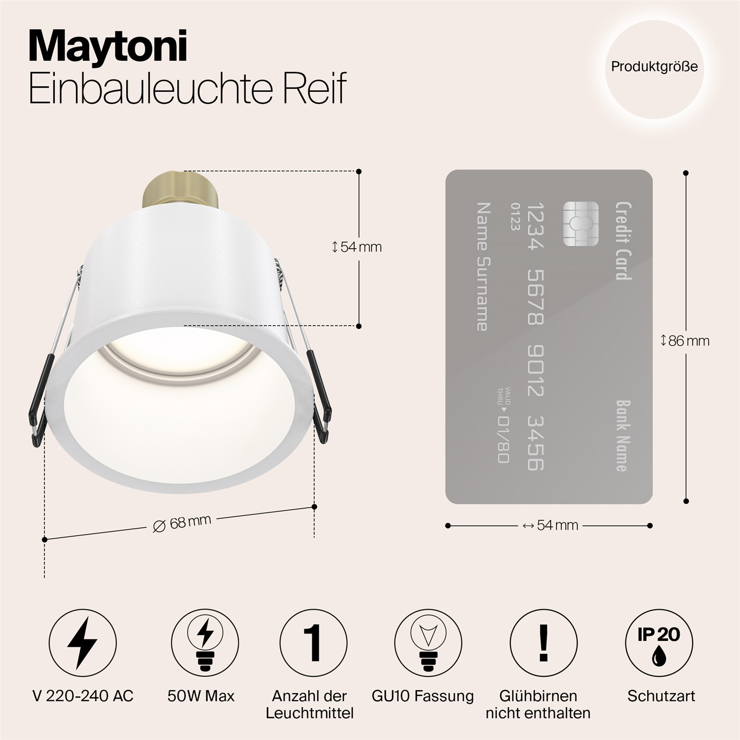 Maytoni Technical Reif Встраиваемый светильник цвет: белый DL049-01W