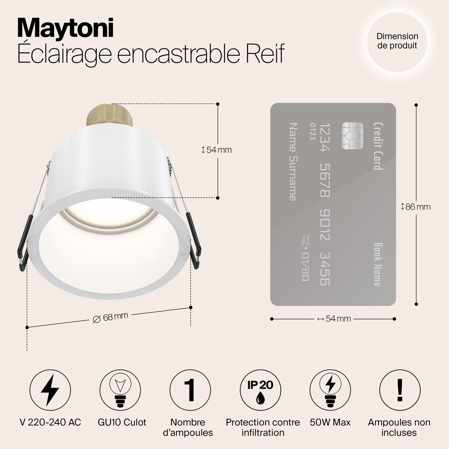 Maytoni Technical Reif Встраиваемый светильник цвет: белый DL049-01W