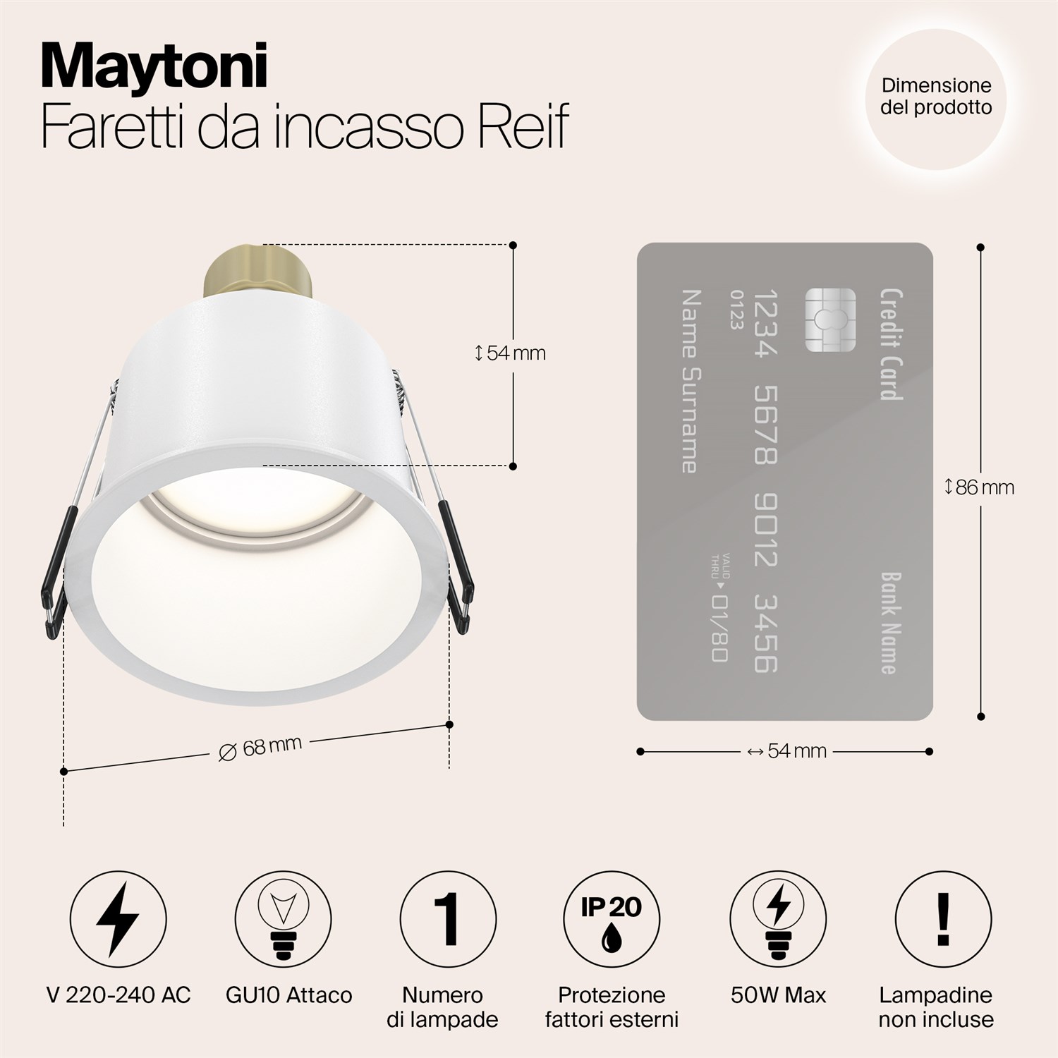 Maytoni Technical Reif Встраиваемый светильник цвет: белый DL049-01W