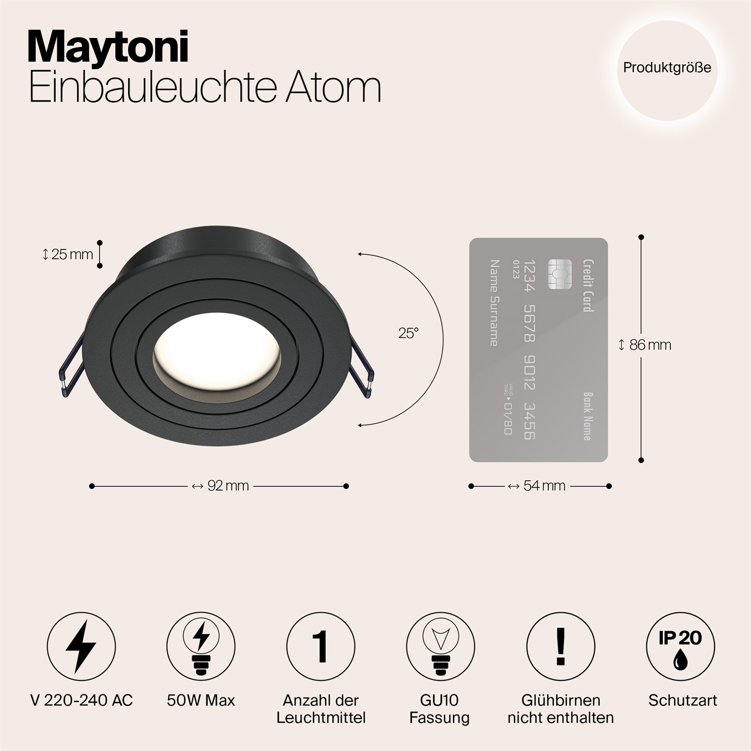 Maytoni Technical Atom Встраиваемый светильник цвет: черный DL023-2-01B