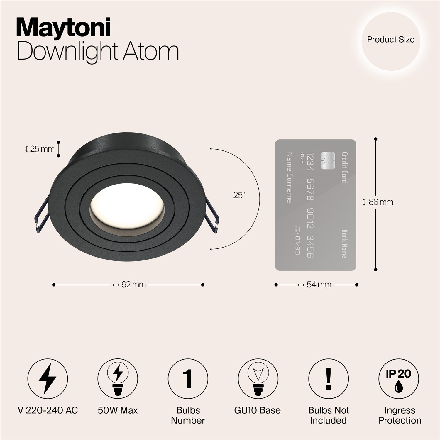 Maytoni Technical Atom Встраиваемый светильник цвет: черный DL023-2-01B