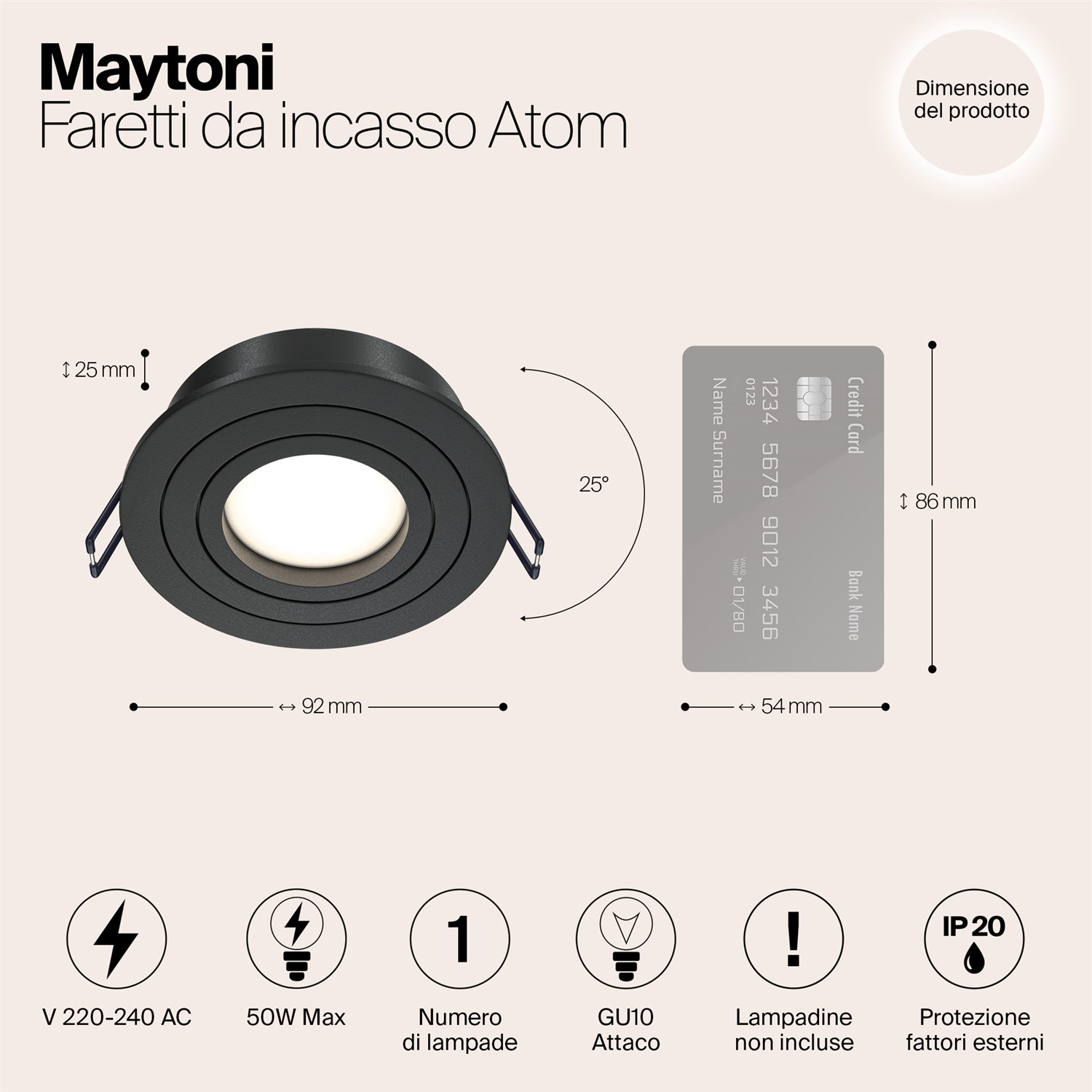 Maytoni Technical Atom Встраиваемый светильник цвет: черный DL023-2-01B