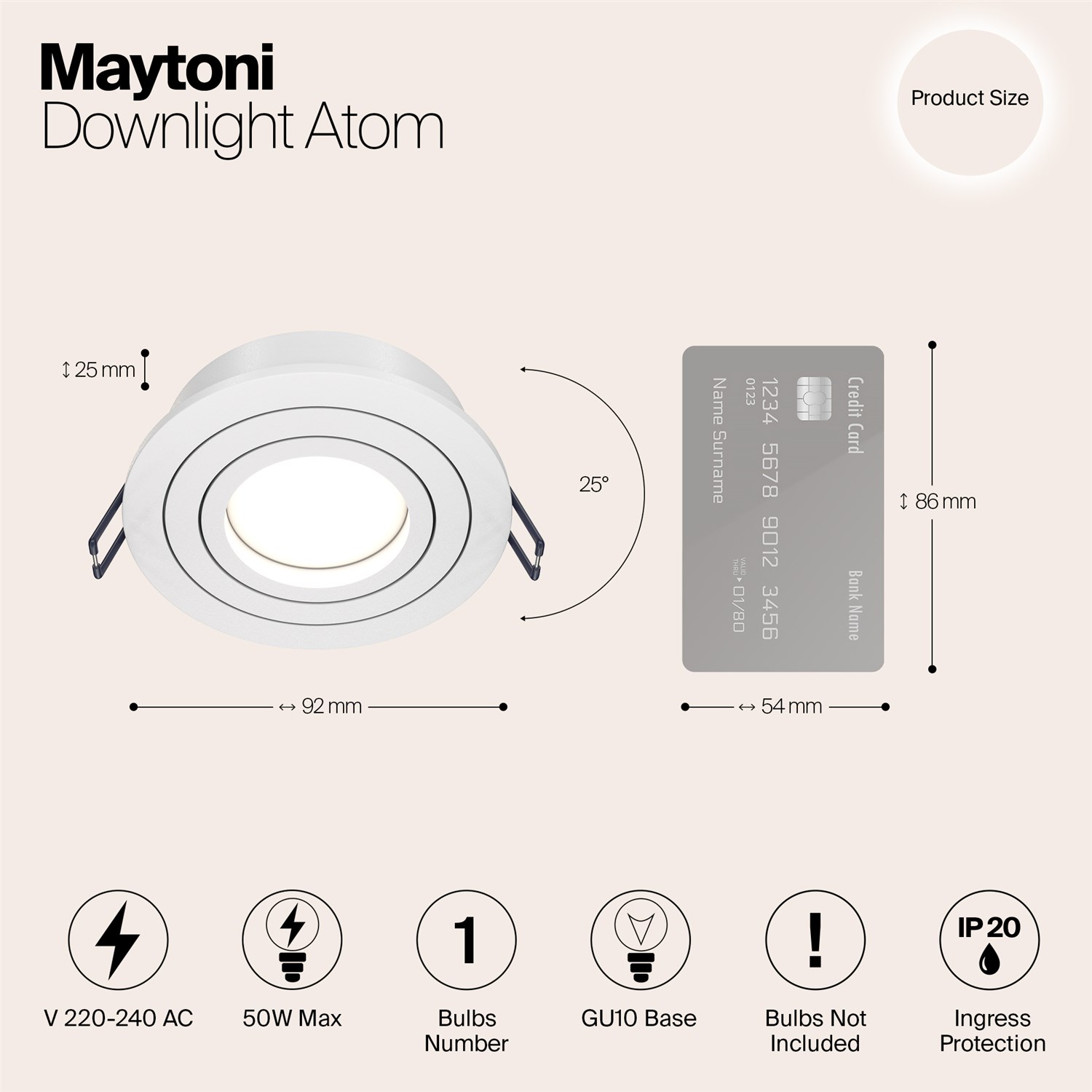 Maytoni Technical Atom Встраиваемый светильник цвет: белый DL023-2-01W