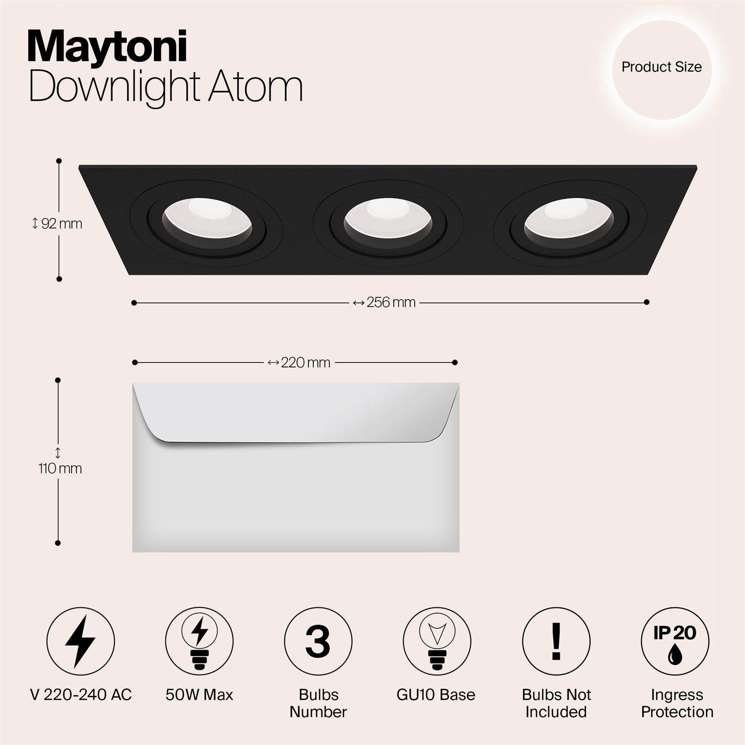 Maytoni Technical Atom Встраиваемый светильник цвет: черный DL024-2-03B