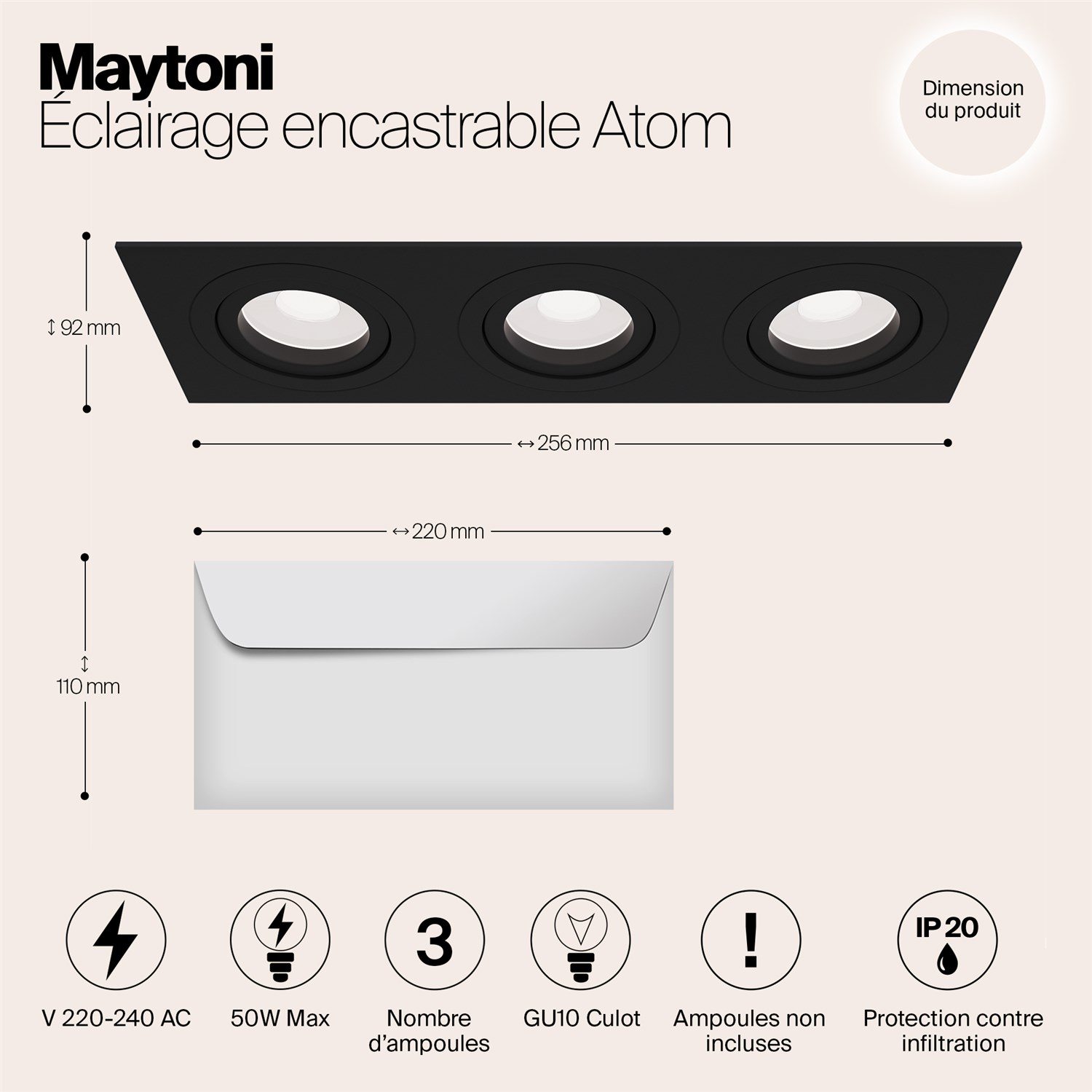Maytoni Technical Atom Встраиваемый светильник цвет: черный DL024-2-03B