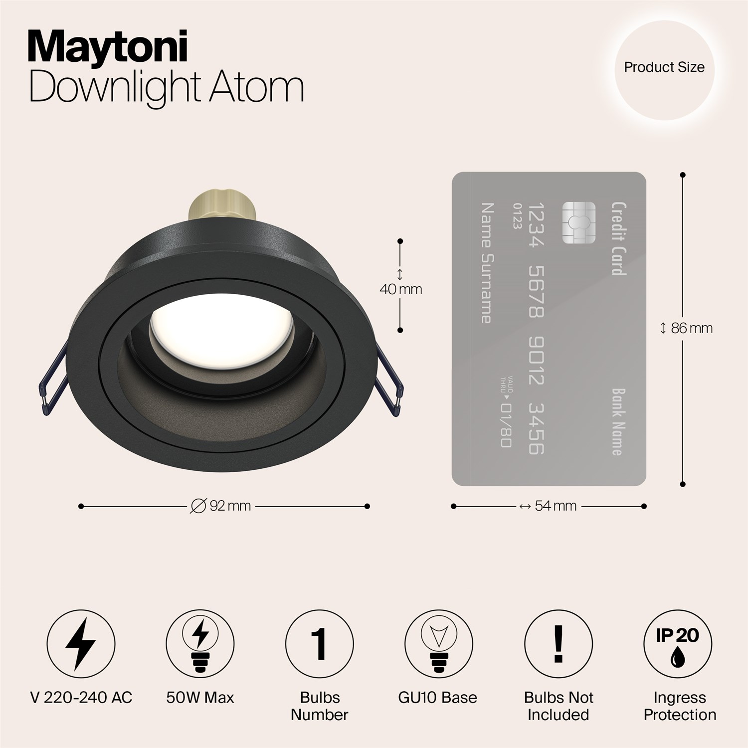 Maytoni Technical Atom Встраиваемый светильник цвет: черный DL025-2-01B