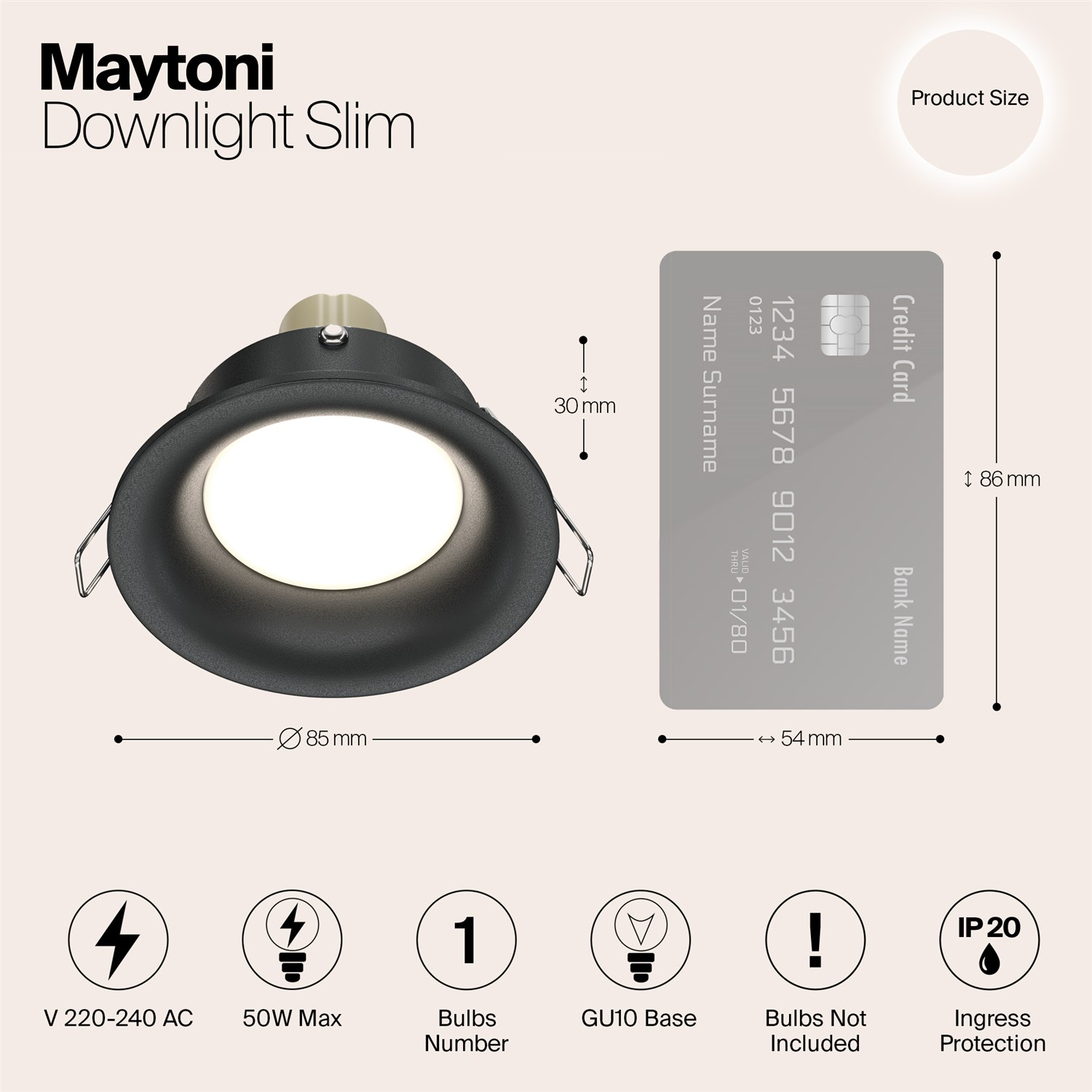 Maytoni Technical Slim Встраиваемый светильник цвет: черный DL027-2-01B