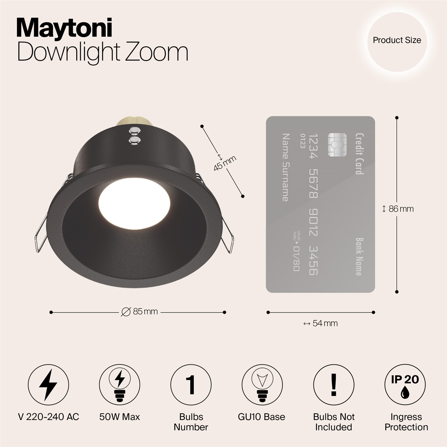Maytoni Technical Zoom Встраиваемый светильник цвет: черный DL032-2-01B