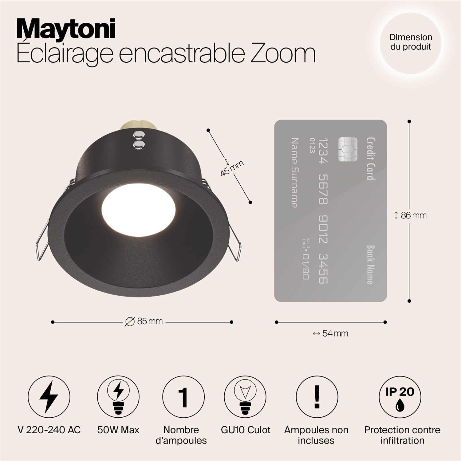 Maytoni Technical Zoom Встраиваемый светильник цвет: черный DL032-2-01B