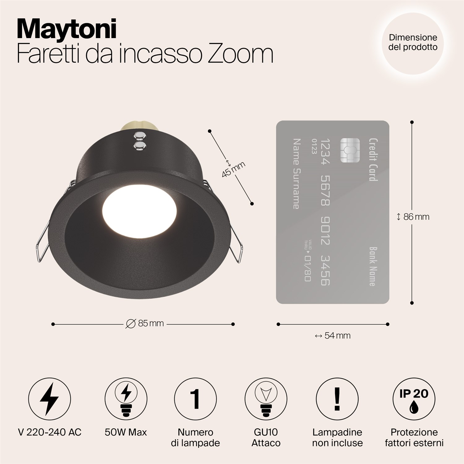 Maytoni Technical Zoom Встраиваемый светильник цвет: черный DL032-2-01B
