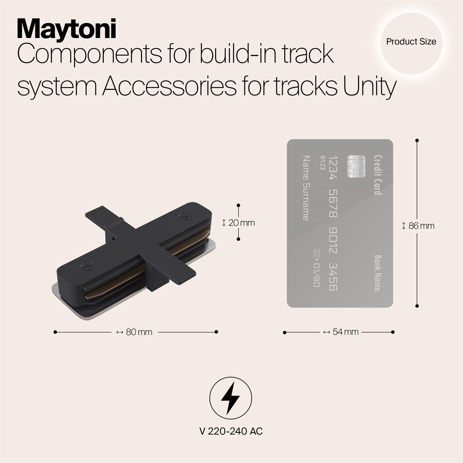 Maytoni Technical Коннектор прямой Unity встраиваемый черный TRA002C-11B