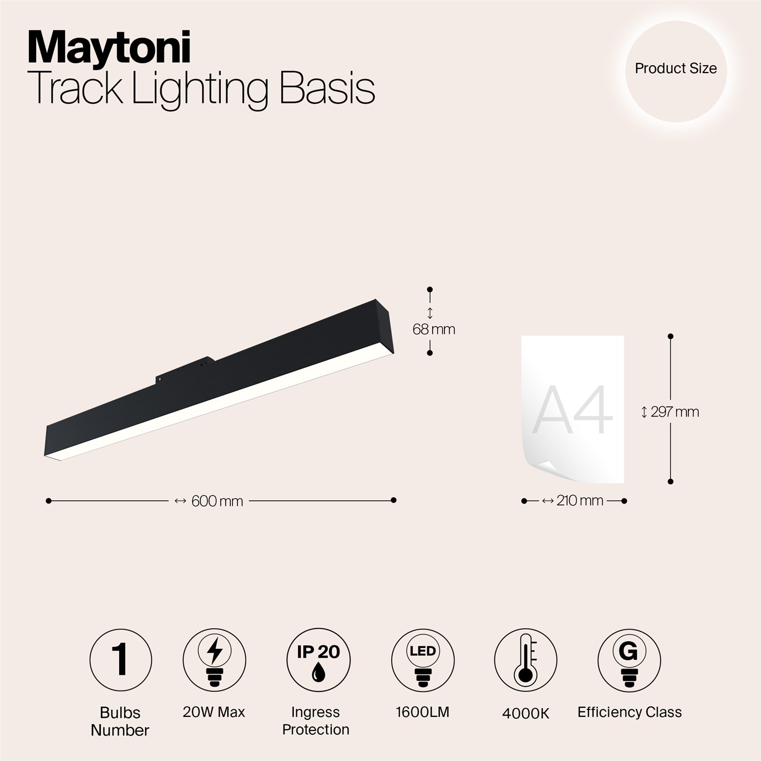Maytoni Technical Basis Трековый светильник цвет: черный TR012-2-20W4K-B