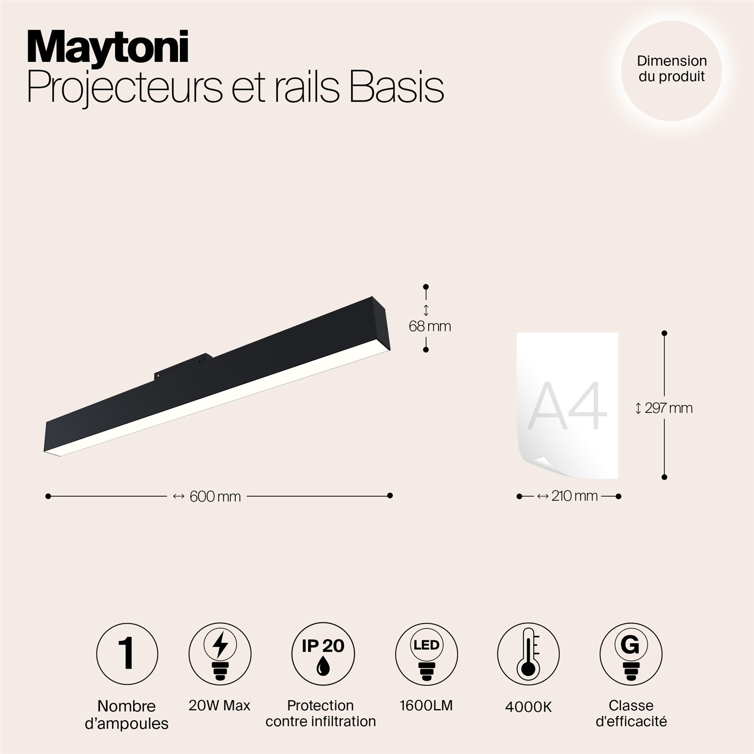Maytoni Technical Basis Трековый светильник цвет: черный TR012-2-20W4K-B