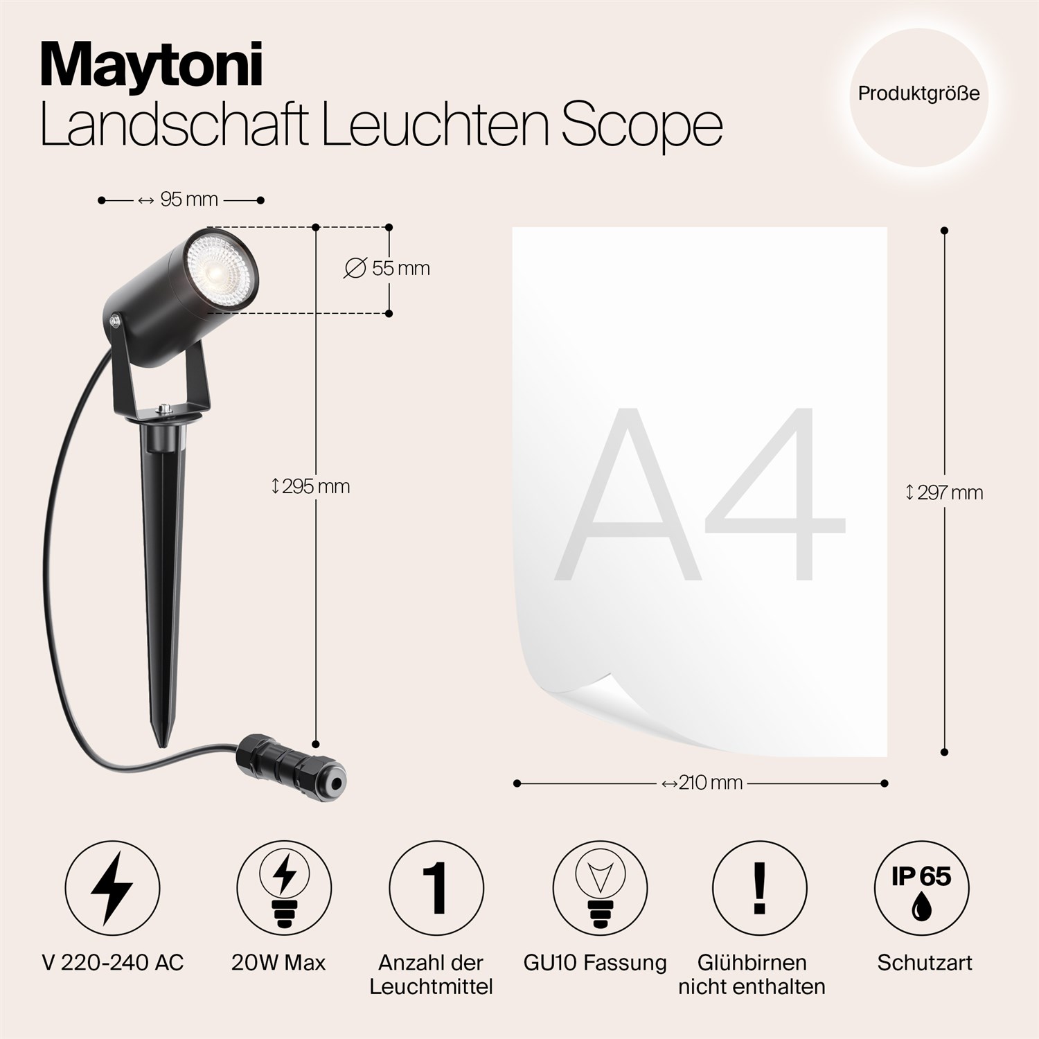 Maytoni Outdoor Scope Ландшафтный светильник цвет: черный O025FL-01B